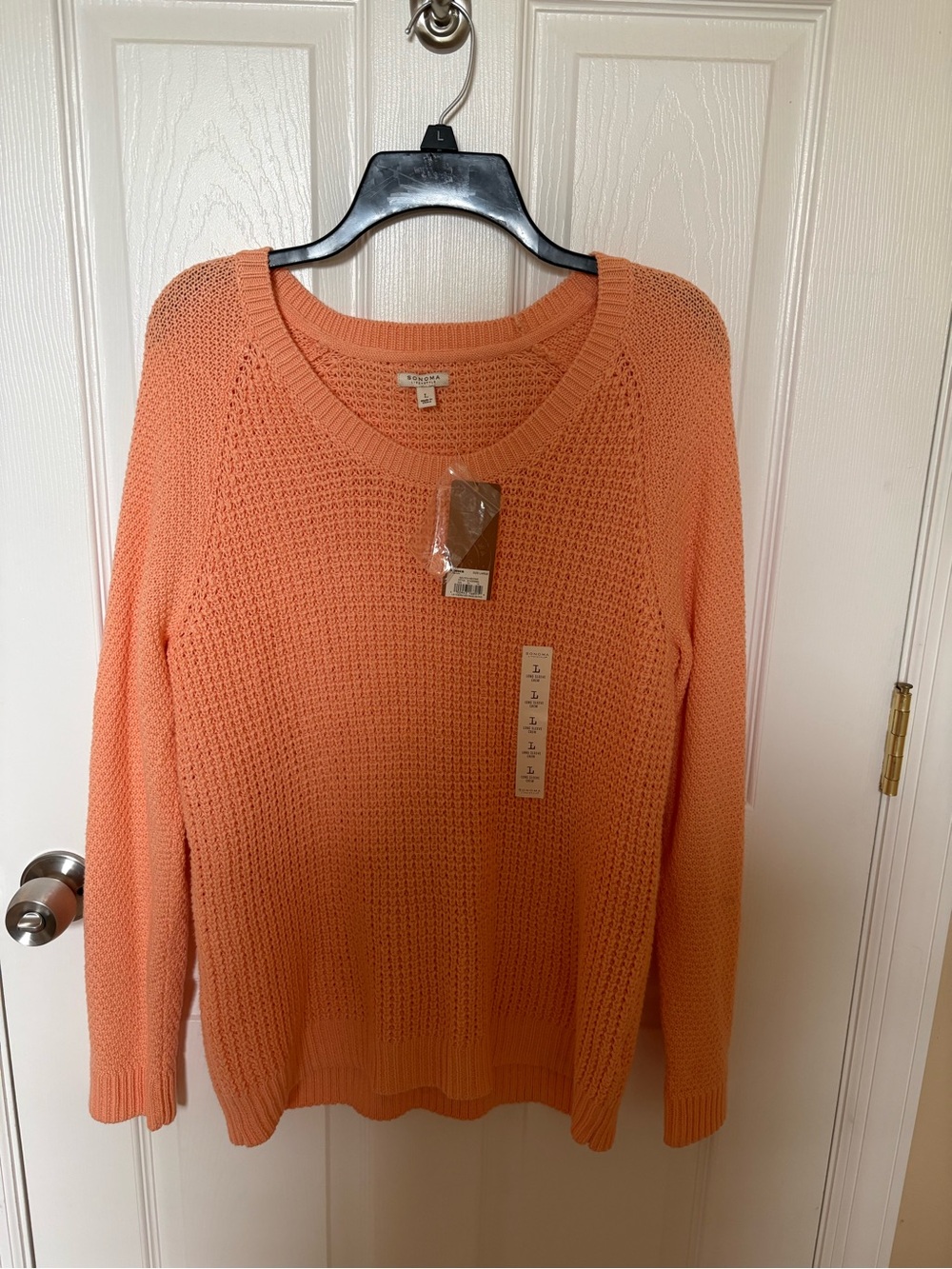 Sonoma Peach-Orange Scoop Neck Knit Sweater